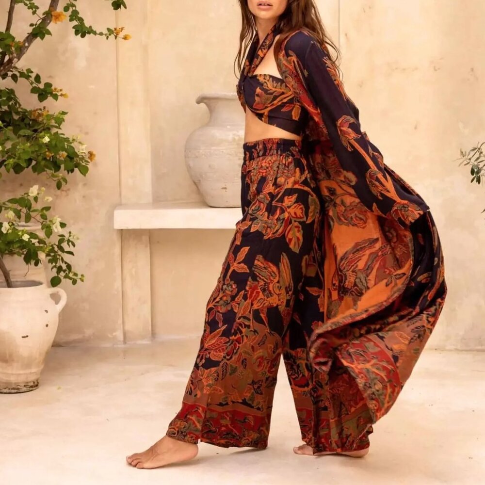 Brahmaki September Sky Reversible Maxi Robe Size Small